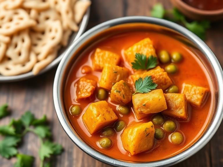 Aloo Matar — Freshly cooked Aloo Matar prepared in our pure-veg kitchen.