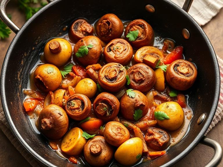 Kadai Mushroom — Freshly cooked Kadai Mushroom prepared in our pure-veg kitchen.