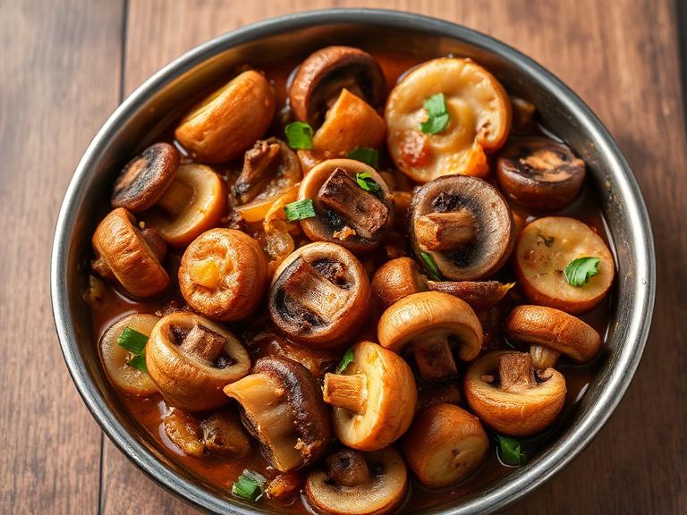 Mushroom Do Pyaza — Freshly cooked Mushroom Do Pyaza prepared in our pure-veg kitchen.