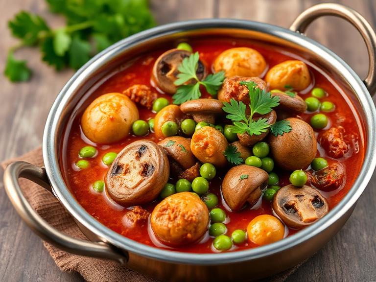 Mushroom Matar — Freshly cooked Mushroom Matar prepared in our pure-veg kitchen.
