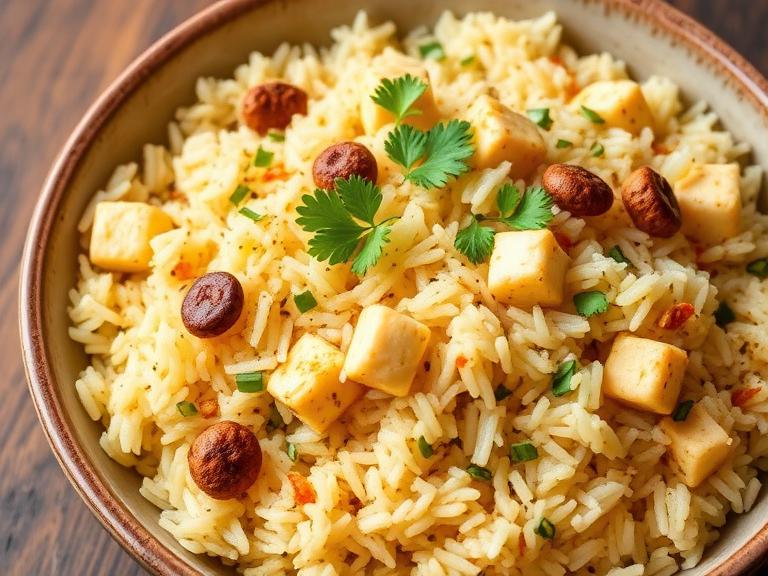 Paneer Pulao — Freshly cooked Paneer Pulao, aromatic and satisfying.
