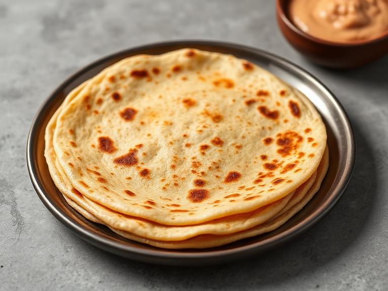 Plain Paratha — Hot Plain Paratha, freshly cooked on the tawa.