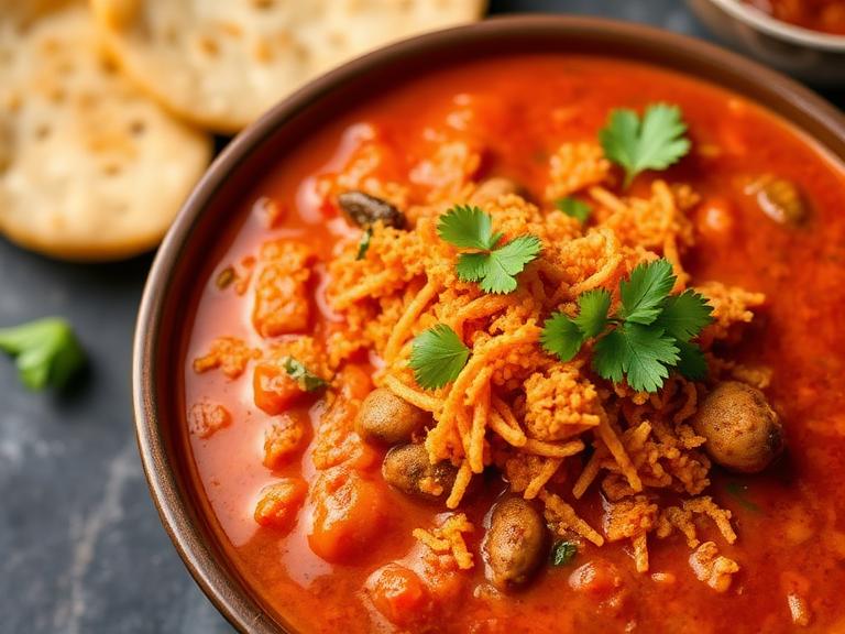 Sev Bhaji — Freshly cooked Sev Bhaji prepared in our pure-veg kitchen.